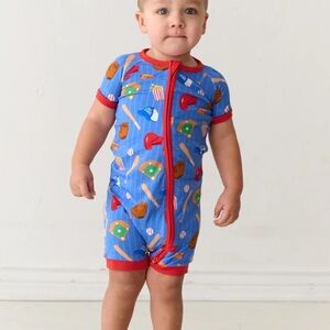 Little sleepies Blue Baseball Print Baby Romper 3T